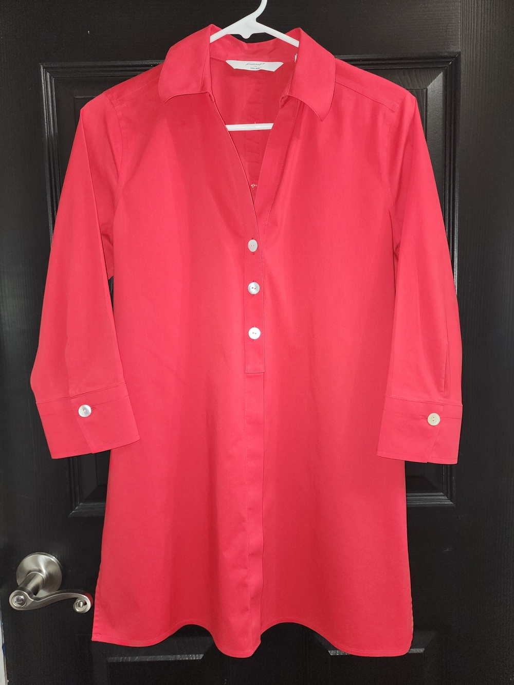 Foxcroft Bright Coral Three-Quarter Sleeve Tunic